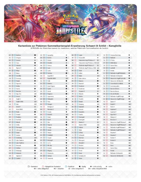 Pokémon-Kampfstile-Kartenliste
