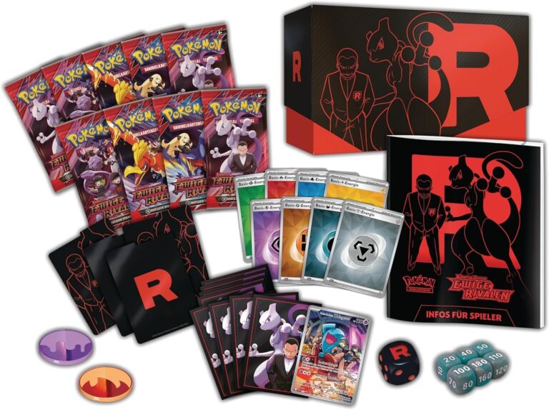 Pokémon-Karmesin-Purpur-Ewige-Rivalen-Top-Trainer-Box-Giovanni-Mewtu-Deutsch-Inhalt