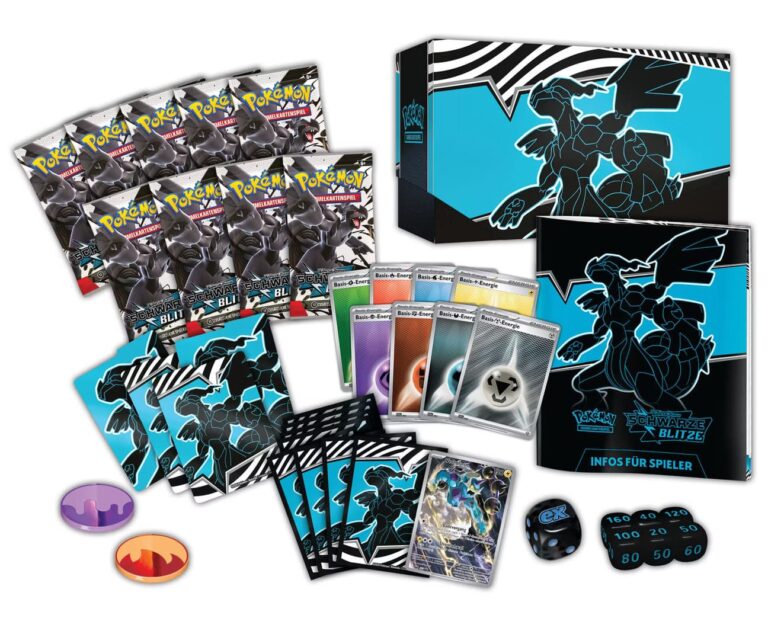 Pokémon-Karmesin-Purpur-Schwarze-Blitze-Top-Trainer-Box-Deutsch-Inhalt