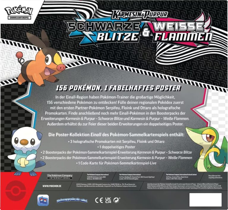 Pokémon-Karmesin-Purpur-Schwarze-Blitze-Weiße-Flammen-Poster-Kollektion-Deutsch-Back