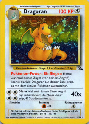 Pokémon-Karte-Dragoran-4-62-Fossil-Holo-Deutsch