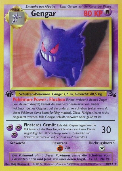 Pokémon-Karte-Gengar_20-62_Fossil-Deutsch-First-Edition