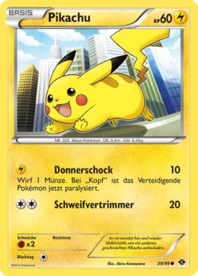 Pokémon-Karte-Pikachu-39-99-Kommende-Schicksale-2012-Schwarz-Weiss