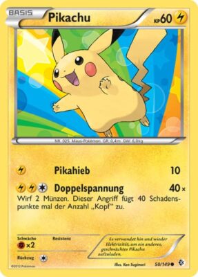 Pokémon-Karte-Pikachu-50-149-Überschrittene-Schwellen-2012-Schwarz-Weiss