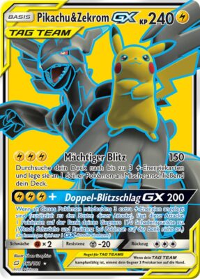 Pokémon-Karte-Pikachu-Zekrom-GX-TAG-TEAM-162-181-Teams-sind-Trumpf-Full-Art-2019