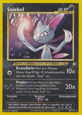 Pokemon Karte Sniebel Neo Genesis Nummer 25
