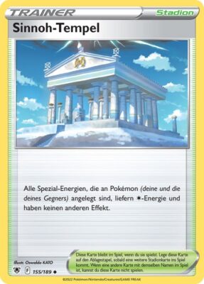 Eine Sinnoh-Tempel-Stadion-Pokemon Karte aus dem Set Astralglanz mit der Nummer 155
