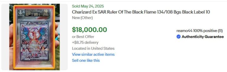 Pokémon-Karten-BGS-10-Black-Label-Wertvoll-Preise-Charizard-Glurak-ex-Ruler-of-the-Black-Flame-134