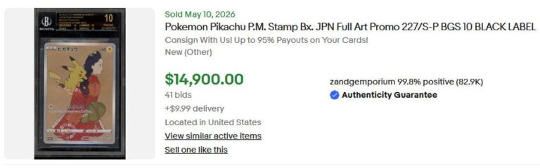 Pokémon-Karten-BGS-10-Black-Label-Wertvoll-Preise-Pikachu-227-Stamp-Promo-Japanese-neu