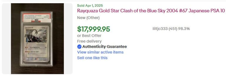 Pokémon-Karten-Höchstpreise-Top-Verkäufe-April-2025-Rayquaza-Goldstar-Japanese-TCG-Sammelkartenspiel