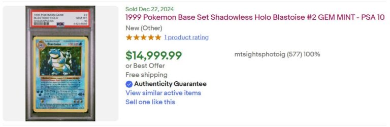 Pokémon-Karten-Höchstpreise-Top-Verkäufe-Dezember-2024-Blastoise-Base--Shadowless-PSA-10-TCG