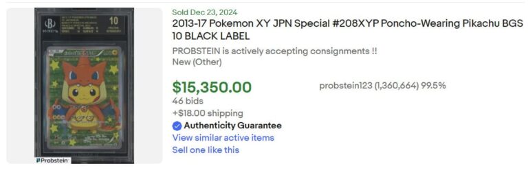 Pokémon-Karten-Höchstpreise-Top-Verkäufe-Dezember-2024-Poncho-Pikachu-BGS-10-TCG