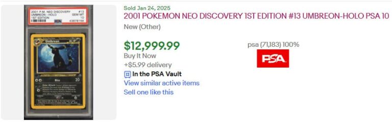 Pokémon-Karten-Höchstpreise-Top-Verkäufe-Februar-2025-Umbreon-Neo-Discovery-1st-Edition-PSA-10-TCG-Sammelkartenspiel