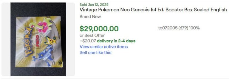 Pokémon-Karten-Höchstpreise-Top-Verkäufe-Januar-2025-Neo-Genesis-Booster-Display-Box-