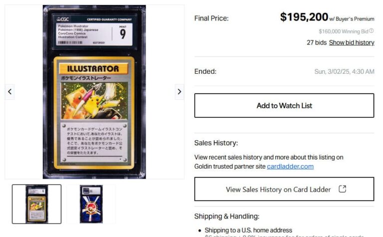 Pokémon-Karten-Höchstpreise-Top-Verkäufe-März-2025-Pikachu-Illustrator-CGC-9-TCG-Sammelkartenspiel