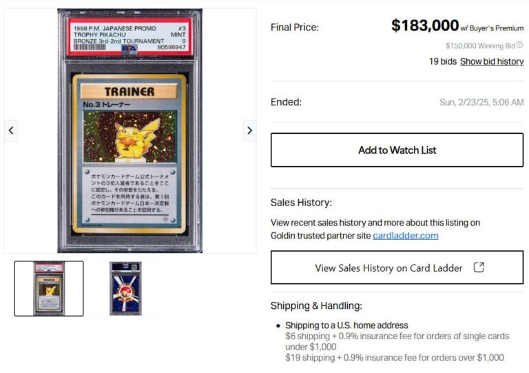 Pokémon-Karten-Höchstpreise-Top-Verkäufe-März-2025-Pikachu-Trophy-Bronze-PSA-10TCG-Sammelkartenspiel