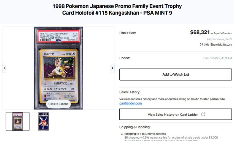 Pokémon-Karten-Höchstpreise-Top-Verkäufe-Mai-2025-Kangama-Kangaskhan-Family-Trophy-PSA-9-TCG-Sammelkartenspiel