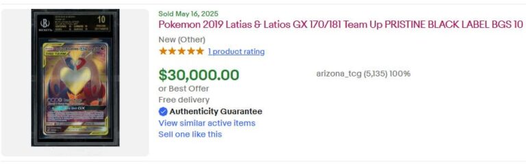 Pokémon-Karten-Höchstpreise-Top-Verkäufe-Mai-2025-Latias-Latios-GX-BGS-10-Black-Label-TCG-Sammelkartenspiel