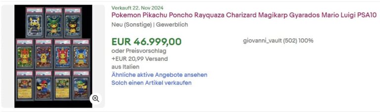 Pokémon-Karten-Höchstpreise-Top-Verkäufe-November-2024-Poncho-Pikachu-Set-TCG-Sammelkartenspiel