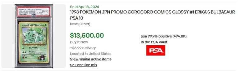Pokémon-Karten-Rekordpreise-April-2026-Erikas-Bulbasaur-Bisasam-CoroCoro-Comics-Promo-Japan-1998-PSA-10