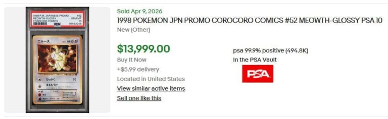 Pokémon-Karten-Rekordpreise-April-2026-Meowth-Mauzi-CoroCoro-Comics-Promo-Japan-1998-PSA-10