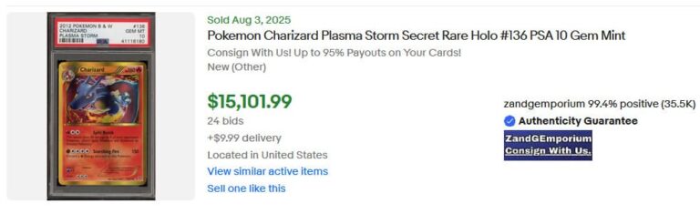 Pokémon-Karten-Top-Verkäufe-Höchstpreise-August-2025-Charizard-Plasma-Storm-PSA-10