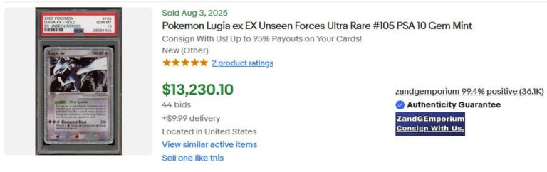 Pokémon-Karten-Top-Verkäufe-Höchstpreise-August-2025-Lugia-ex-Unseen-Forces-PSA-10