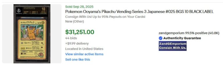 Pokémon-Karten-Top-Verkäufe-Höchstpreise-August-2025-Ooyamas-Pikachu-BGS-10