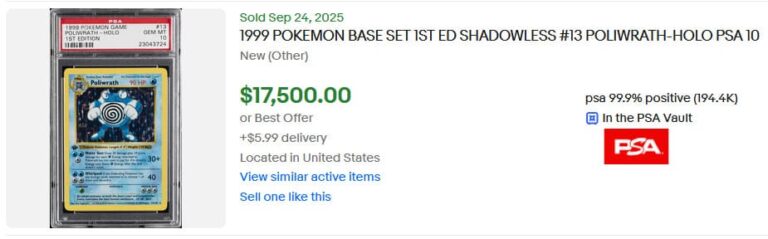 Pokémon-Karten-Top-Verkäufe-Höchstpreise-August-2025-Poliwrath-Base-Set-PSA-10