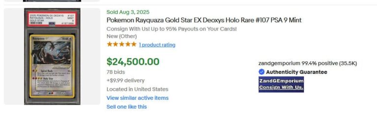 Pokémon-Karten-Top-Verkäufe-Höchstpreise-August-2025-Rayquaza-Goldstar-PSA-9