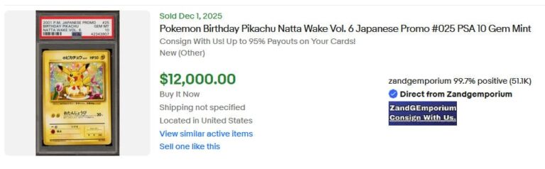 Pokémon-Karten-Top-Verkäufe-Höchstpreise-Dezember-2025-Birthday-Pikachu-Natta-Wake-Promo-Japanese-PSA-10