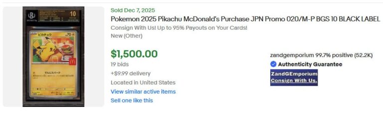 Pokémon-Karten-Top-Verkäufe-Höchstpreise-Dezember-2025-Pikachu-020-M-P-McDonalds-Promo-Japanese-BGS-10-Black-Label