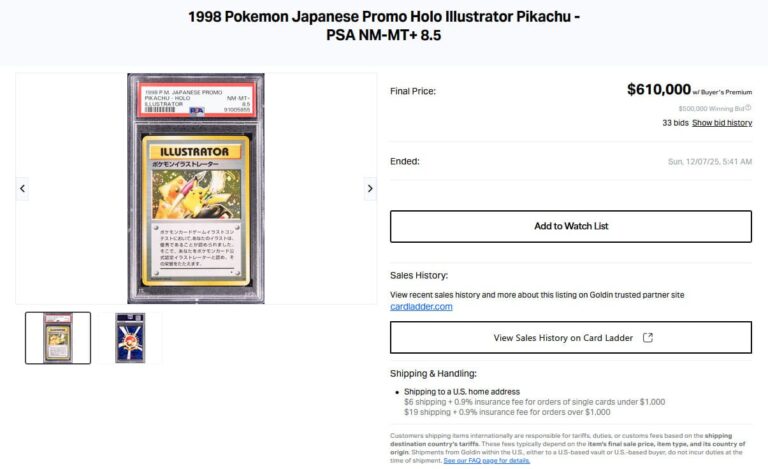 Pokémon-Karten-Top-Verkäufe-Höchstpreise-Dezember-2025-Pikachu-Illustrator-Japanese-Base-Set-Expansion-Pack-PSA-8.5