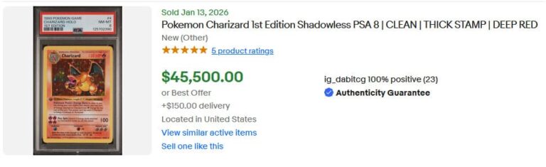 Pokémon-Karten-Top-Verkäufe-Höchstpreise-Januar-2026-Charizard-Glurak-4-102-1st-Edition-PSA-8