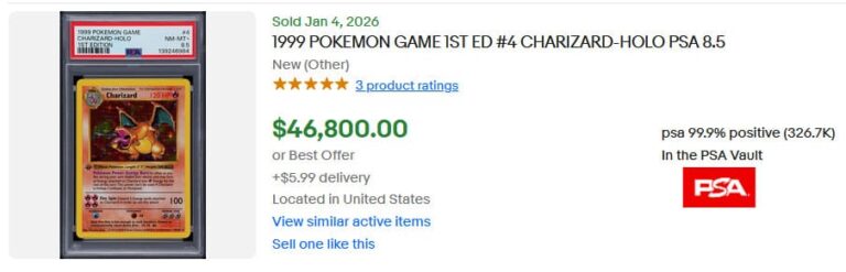Pokémon-Karten-Top-Verkäufe-Höchstpreise-Januar-2026-Charizard-Glurak-4-102-1st-Edition-PSA-8.5-Englisch