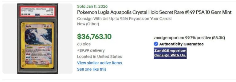 Pokémon-Karten-Top-Verkäufe-Höchstpreise-Januar-2026-Crystal-Kristall-Lugia-149-Aquapolis-PSA-10-Englisch