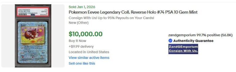 Pokémon-Karten-Top-Verkäufe-Höchstpreise-Januar-2026-Eevee-74-110-Legendary-Collection-Reverse-PSA-10