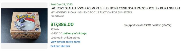 Pokémon-Karten-Top-Verkäufe-Höchstpreise-Januar-2026-Fossil-1st-Edition-Booster-Box-Display-Englisch