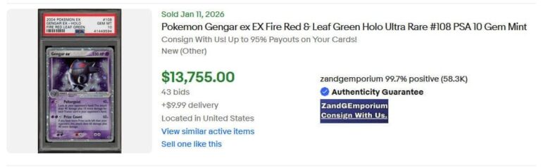 Pokémon-Karten-Top-Verkäufe-Höchstpreise-Januar-2026-Gengar-ex-108-Fire-Red-Leaf-Green-PSA-10-Englisch