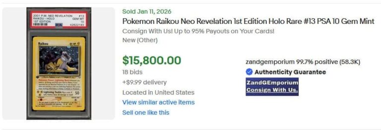 Pokémon-Karten-Top-Verkäufe-Höchstpreise-Januar-2026-Raikou-13-Neo-Revelation-PSA-10-Englisch