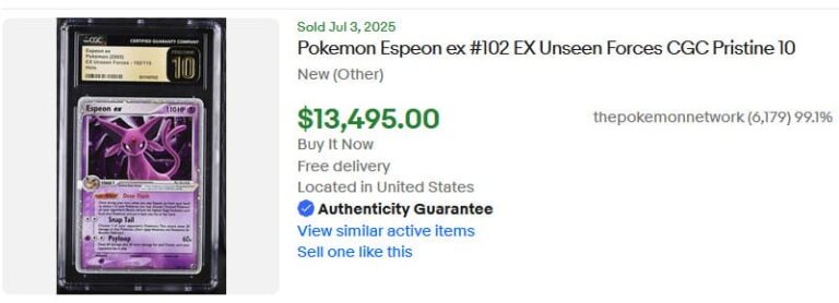 Pokémon-Karten-Top-Verkäufe-Höchstpreise-Juli-2025-Espeon-ex-Unseen-Forces-CGC-10