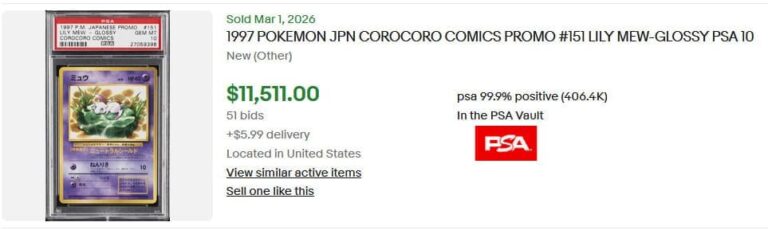 Pokémon-Karten-Top-Verkäufe-Höchstpreise-März-2026-Lily-Mew-151-Japanese-Promo-CoroCoro-PSA-10
