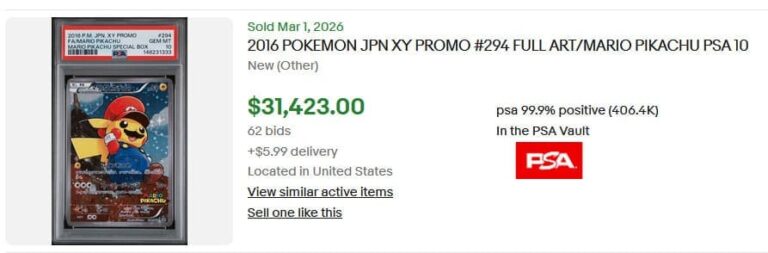 Pokémon-Karten-Top-Verkäufe-Höchstpreise-März-2026-Mario-Pikachu-294-Japanse-Promo-PSA-10