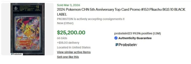 Pokémon-Karten-Top-Verkäufe-Höchstpreise-März-2026-Pikachu-153-Chinese-5th-Anniversary-Promo-BGS-10-Black-Label