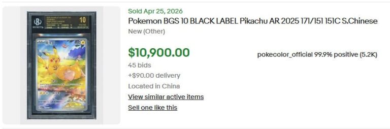 Pokémon-Karten-Top-Verkäufe-Höchstpreise-Mai-2026-Pikachu-171-Collect-151-BGS-10-Black-Label-China