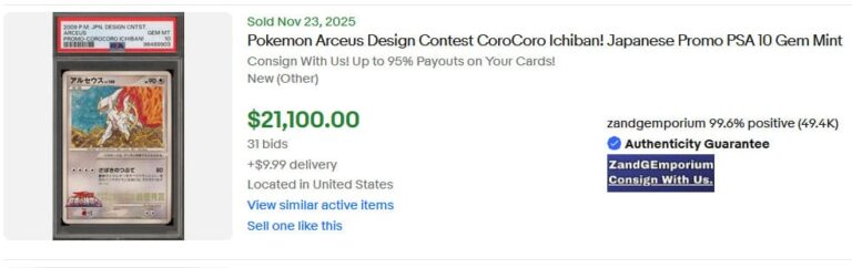 Pokémon-Karten-Top-Verkäufe-Höchstpreise-November-2025-Arceus-CoroCoro-Design-Contest-Japanese-Promo-PSA-10