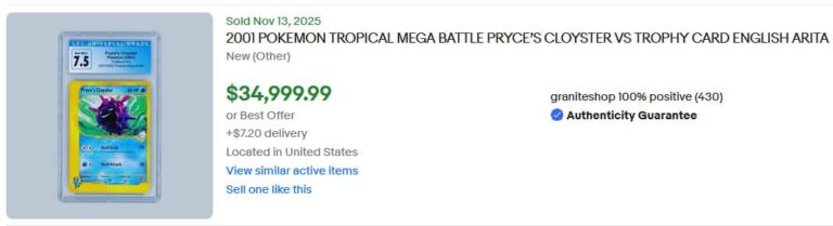Pokémon-Karten-Top-Verkäufe-Höchstpreise-November-2025-Pryces-Cloyster-Tropical-Mega-Battle