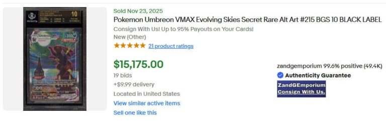 Pokémon-Karten-Top-Verkäufe-Höchstpreise-November-2025-Umbreon-Nachtara-VMAX-215-BGS-10-Black-Label