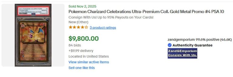 Pokémon-Karten-Top-Verkäufe-Höchstpreise-Oktober-2025-Charizard-4-102-Gold-Metal-Celebrations-PSA-10