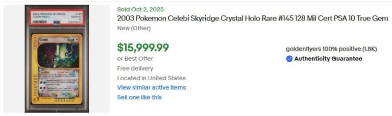 Pokémon-Karten-Top-Verkäufe-Höchstpreise-Oktober-2025-Crystal-Kristall-Celebi-PSA-10